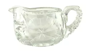 Lead Cut Glass Creamer with Floral Details - Elegant Round Bottom Design Vintage - Picture 1 of 6