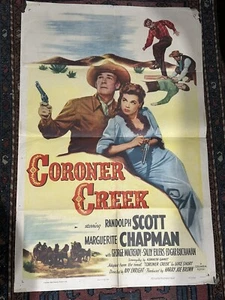 Coroner Creek 1953 Original Colombia Reprint Movie Poster 1 Sheet 41.5” X 27” - Picture 1 of 12