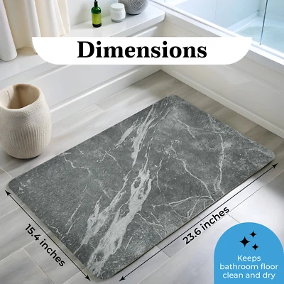 Каменный коврик для ванны быстросохнущий впитывающий сланец нескользящий пол для душа легкая очистка НОВЫЙ - Изображение 1 из 4