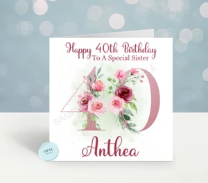 Personalised 40th Birthday card Ladies Girls Daughter Sister Friend - Picture 1 of 2