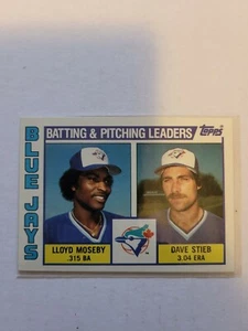 1984 topps BLUE JAYS LEADERS LLOYD MOSEBY / DAVE STIEB #606 NM   - Picture 1 of 1