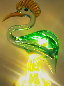 Genuine Vintage Venetian Murano Italian Sommerso Glass Egret Bird Sculpture - Picture 1 of 12