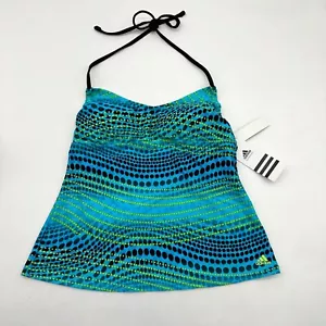 ADIDAS Swimwear Women Tankini Adjustable A-D Cup Padded Top Dots Blue Multi 6 - Picture 1 of 9