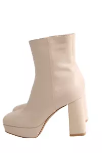 Gianvito Rossi Daisen Nude Leather Square Toe Platform Ankle Boots Booties Sz 37 - Picture 1 of 24