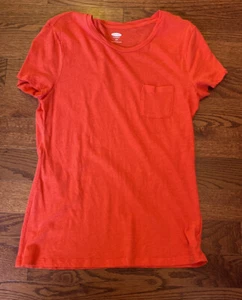 Old Navy Red Pocket T Crew Neck Blouse Top Shirt Women's Size Small - Picture 1 of 7