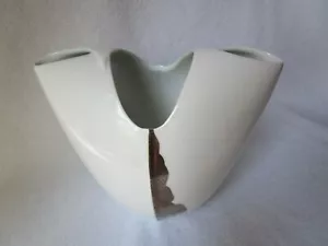 Rosenthal Studio Línea Porcelana Diseño Jarrón Bolsillo Blanco/Dorado Firmado Sabattini - Imagen 1 de 9