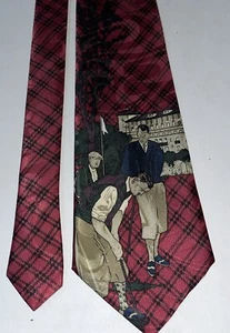 Mercedes High Fashion Novelty Neck Tie Burgundy Golf Game One Size - Picture 1 of 4