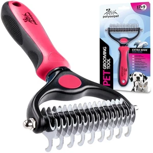 Deshedding Brush - Double-Sided Undercoat Rake for Dogs & Cats - Picture 1 of 12