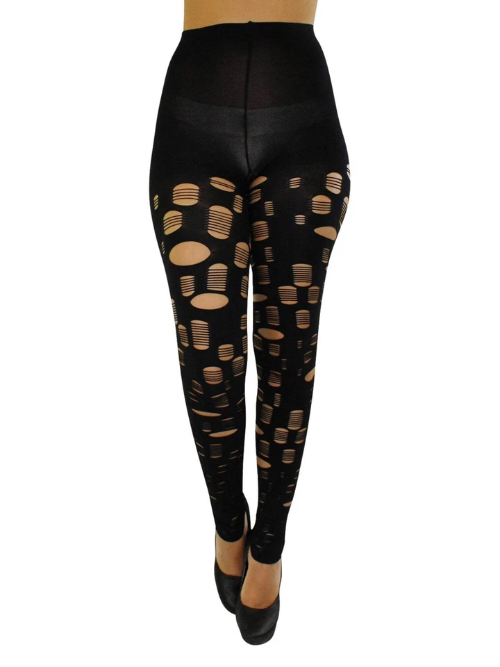 CALÇA-CALÇA PRETA RASGADA E RASGADA TAMANHO PEQUENO/MÉDIO - Imagem 1 de 1