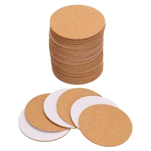 Posavasos de corcho autoadhesivos de 3,1 x 3,1 x 0,08" alfombrillas de corcho de corcho, círculo 50 un. - Imagen 1 de 5