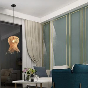 Pendant Light E27 Light Japanese Cafe Loft Rattan Chandelier for Dining Room - Picture 1 of 7