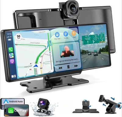 4K 10.26-Zoll Wireless Apple Carplay Android Auto Display Vorne Rückfahr Dashcam - Bild 1 von 4