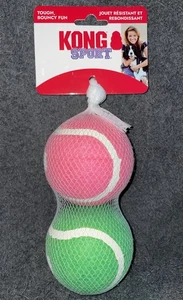 Paquete de 2 pelotas de tenis deportivas KONG grandes rebotes resistentes sin chirridos juguetes para buscar perros - Imagen 1 de 6