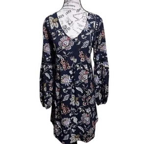 WRANGLER Vestido Retro Boho Floral Talla M Azul Paisley Manga Larga Vaquera Occidental - Imagen 1 de 5