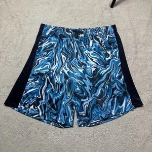 Under Armour Shorts Mens XL Basketball Stretch Blue White Oil Spill Print Mesh - Picture 1 of 10