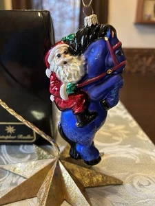 1999 Rarität Radko "1939 FAO Santa" blaues Pferd 5,5" Ornament 99-FAO-3 - Bild 1 von 9