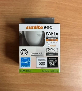 Sunlite PAR16 /LED/7W/GU10/27K Bulb Dimmable 120V - Picture 1 of 3