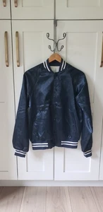 VTG Hartwell Garment Co Nylon Varsity Jacket Mens S Navy RN15354 Made in USA - Picture 1 of 8