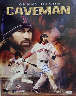 Johnny Damon Boston Red Sox Yankees World Series Autographed 11x14 JSA - Image 1 of 2