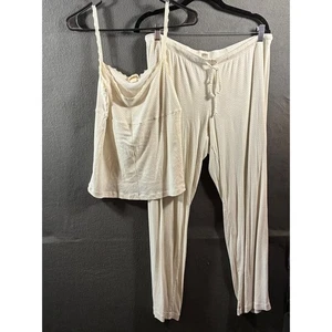 Vintage Victoria's Secret Damen Pyjama Set Large Creme Stretch Tank Lange Hose - Bild 1 von 4