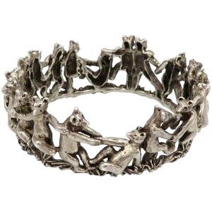 Vintage Jane Voorhees Grob Sterlingsilber Tanzende Bären Krone Armreif Armband - Bild 1 von 11