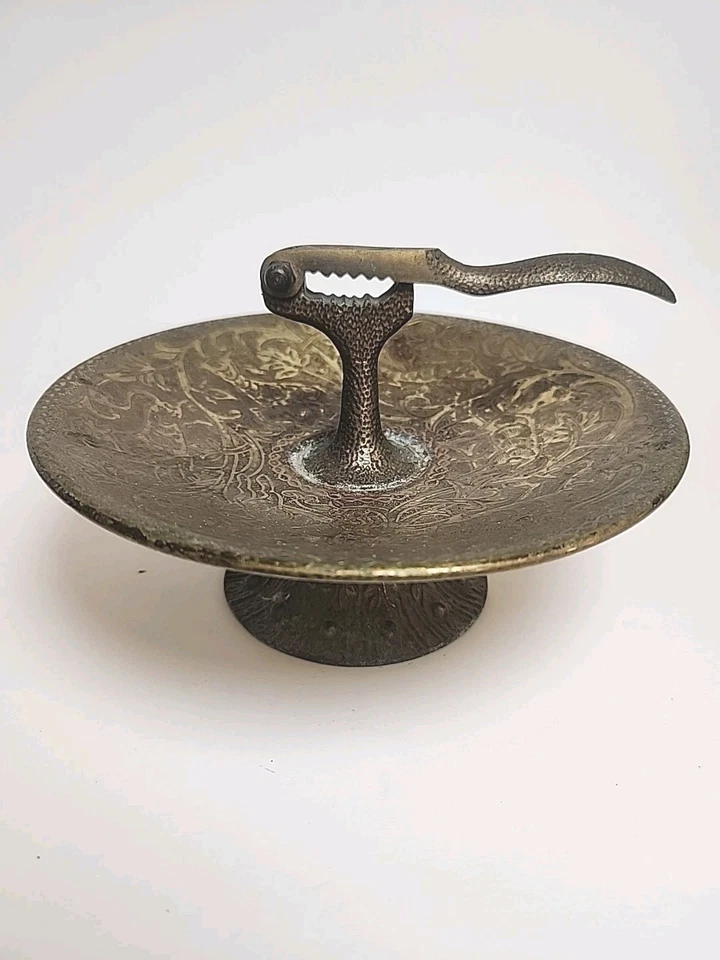 Винтажный TAMAR Израиль Латунный Щелкунчик Пьедестал Тарелка MCM Brutalist 1960-е - Изображение 1 из 4