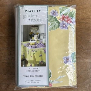Vintage Waverly Garden Room Vinyl Tablecloth FIELD OF FLOWERS 60"x102" Oblong - Picture 1 of 6