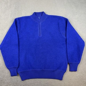 Vintage LL Bean Sweater Mens Large Blue Wool Half Zip Pullover Outdoors 90s - Picture 1 of 9