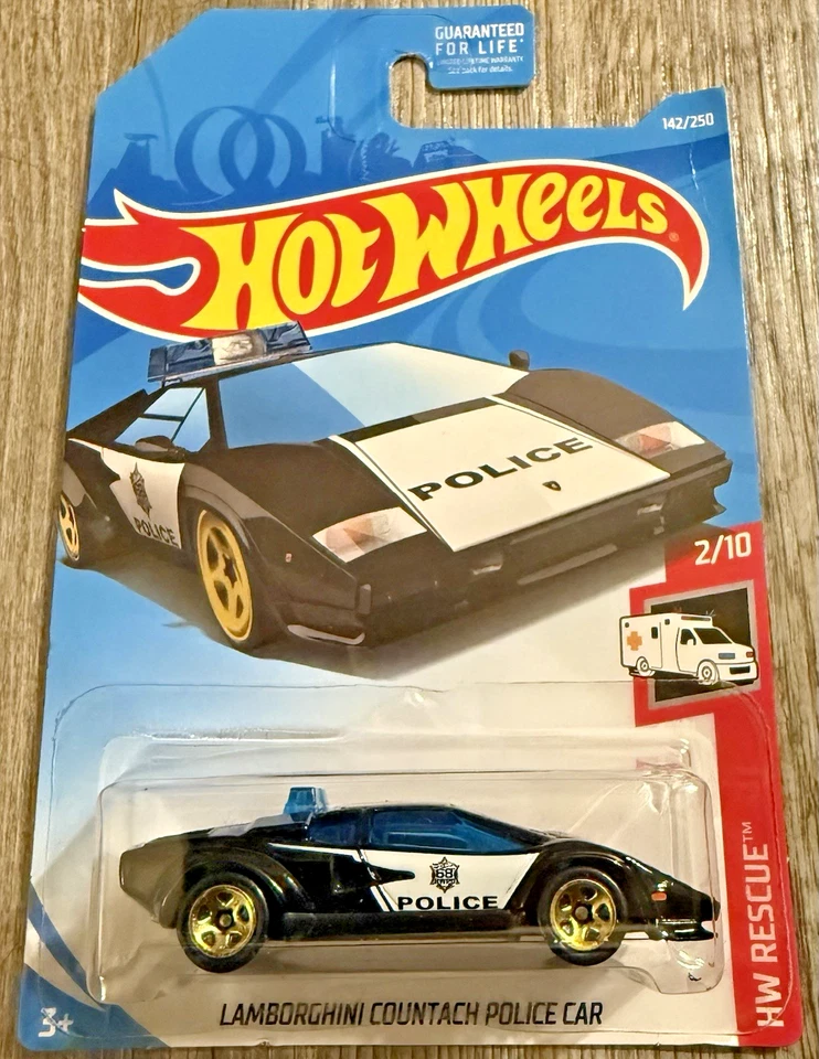 Hot Wheels Lamborghini Countach Police Car Diecast Rescue New - Image 1 of 1
