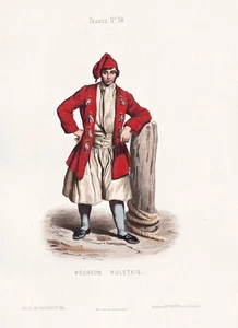Le Pollet fisherman French France costume Tracht engraving gravure 1800 - Bild 1 von 1
