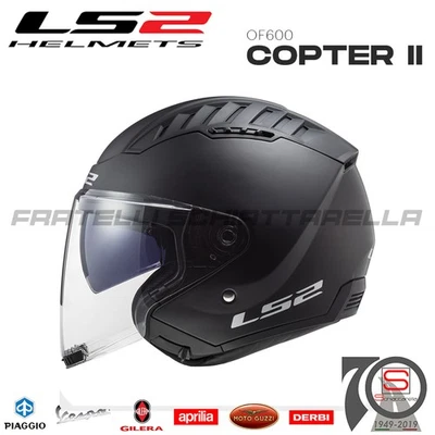 Casco Jet Moto LS2 OF600 Copter II Matt Black Nero Opaco Doppia Visiera 36600... - Immagine 1 di 3