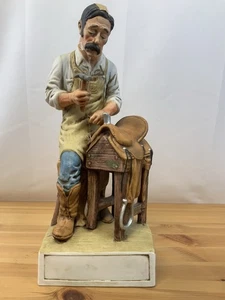 Handsculptured Porcelain Figurine Saddle Maker Cowboy Artisan Limited Edition - Picture 1 of 8