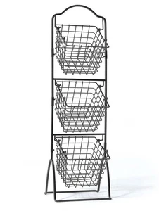 Mikasa 3-stufiger Metall Markt Aufbewahrungskorb, 14,6" x 47,6", Antik Schwarz, 5162874 - Bild 1 von 5