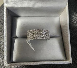 Zales 1 CT TW Diamond Ring Multi Row Anniversary Band 10K White Gold Size 9 New - Picture 1 of 5