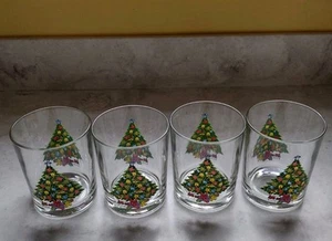 Carlton Christmas Tree Drinking Glasses Set of 4  Vintage 1980s Blue Angel - Bild 1 von 9