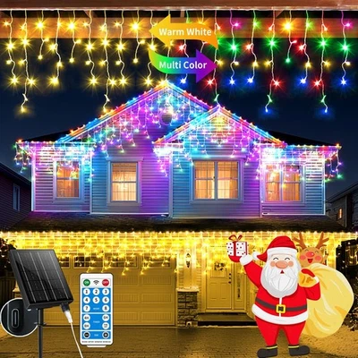 Solar Icicle Lights for Outside 66+16Ft 660LED Christmas Lights Outdoor Decor... - Image 1 of 4