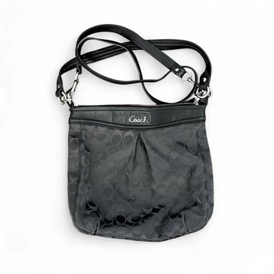 Coach Ashley Satén Signature C Bolso de Mano Cartera Bandolera Negro/Gris Foto 1 de 4