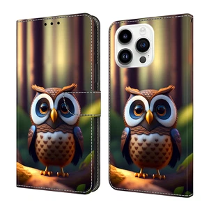 Cartera de cuero abatible para tarjetas de búho a prueba de golpes con soporte suave para teléfono para varias cubiertas - Imagen 1 de 10