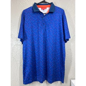 Redvanly Polo Golf Uomo Blu Geometrica Performance Elasticizzata Taglia Large - Foto 1 di 5