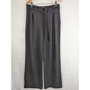 Saint & Sofia Ladies Trousers Black Size 12 Belted Wide Leg Jersey Pockets - Picture 1 of 9