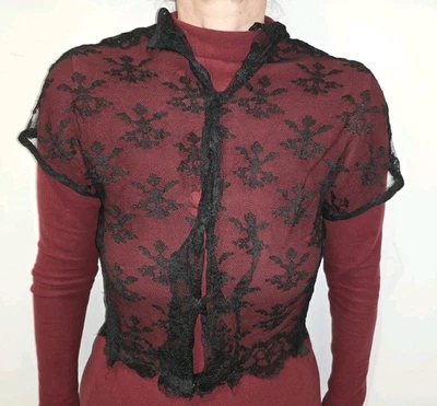 Vintage Or Antique Black Lace  Bolero In Good Condition - Image 1 of 4