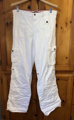 D&G Dolce & Gabbana Cargo Pants Women’s 26 40 Y2K Vintage Fatigue Long White - Image 1 of 4