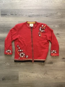 Dale of Norway Sweater 2006 Torino Winter Olympics Full Zip Womens Medium Red - Picture 1 of 10