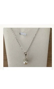 Freshwater Pearl Necklace, 925 Silver Chain Necklace, 20 Inches, Pearl Necklace - Picture 1 of 1
