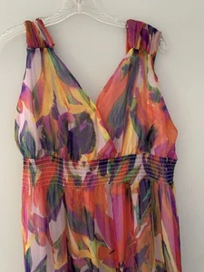 Maxi abito donna Carson Kressley vintage anni 90 Y2K floreale tropicale XL - Foto 1 di 13