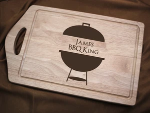 BBQ with BBQ Stand Design Personalised Engraved Wooden Handled Chopping Board 45 - Picture 1 of 7