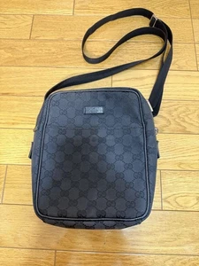 Gucci Black GG Pattern Shoulder Bag, Adjustable Strap, Used, No Damage - Picture 1 of 9