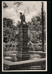 Luckenwalde, Ansichtskarte, Der Karriedelbrunnen 1934 - Picture 1 of 2
