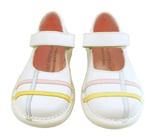 DE OSU/FARO -Spain -Girls White Pink Blue Yellow Leather Shoes -European -Size 7 - Picture 1 of 5