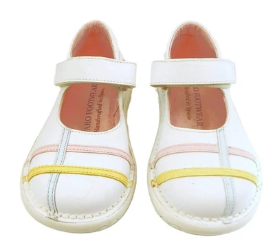 DE OSU/FARO - España - Zapatos de cuero para niñas blanco rosa azul amarillo - europeos - talla 7 Foto 1 de 4